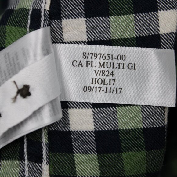 Banana Republic Luxe Flannel Shirt Mens Large Green/Black Camden Fit Cotton L/S - Picture 10 of 14